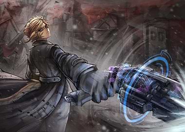 Anime character with futuristic weapon