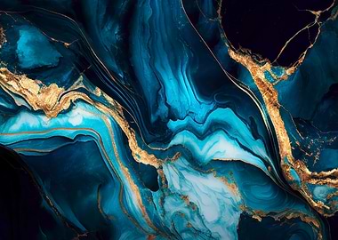 Abstract Blue and Gold Marble Texture