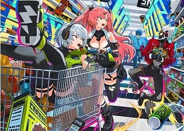 Characters in a supermarket