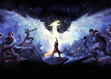 Fantasy Battle Scene with Dragon