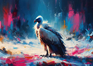 Vulture Painting with Abstract Background