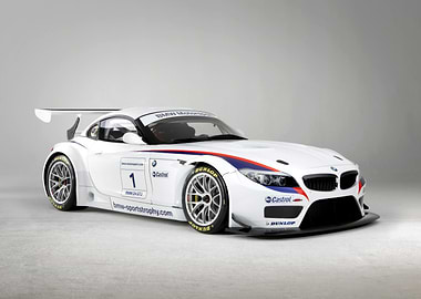 White BMW Z4 GT3 Race Car