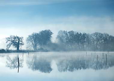 Misty Lake Reflection