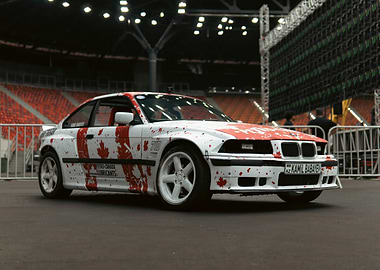 White BMW with Canadian Flag Design