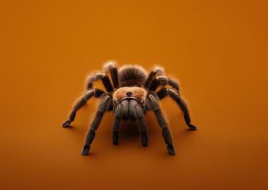 Tarantula on Orange Background