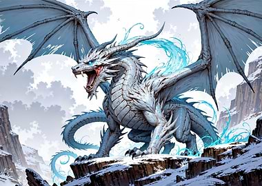 Icy Dragon in Snowy Mountains