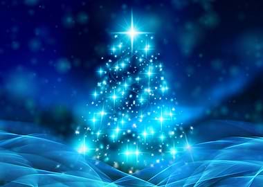 Glowing Blue Christmas Tree Illustration
