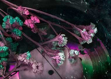 Flowers on Vinyl Record