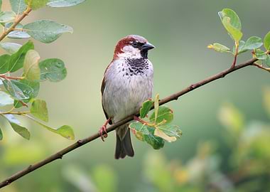 Sparrow perched on a branch