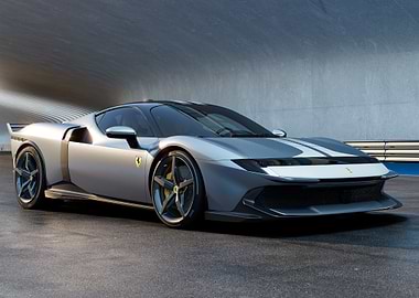 Silver Ferrari sports car