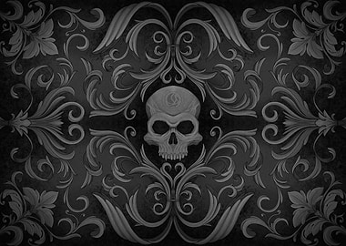 Skull and Floral Ornament