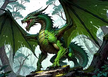 Green Dragon in Forest