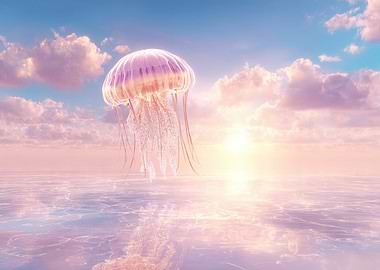 Dreamy Jellyfish in Pastel Sky