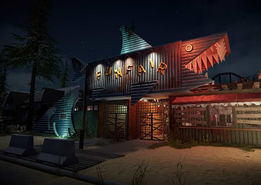 Abandoned Funfair at Night House Flipper 2