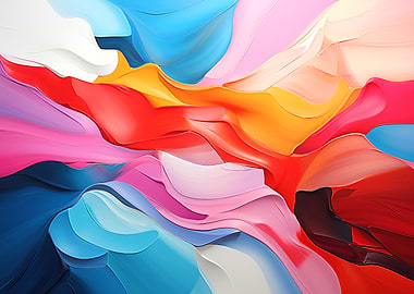 Colorful Abstract Painting with Fluid Shapes