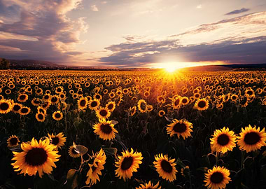Sunflower Field at Sunset