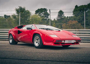 Red Lamborghini Countach on Track