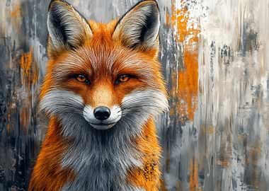 Fox Portrait with Abstract Background