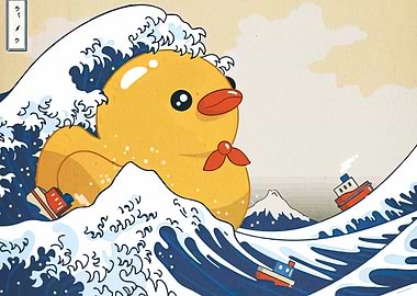 Rubber Duck Great Wave Parody