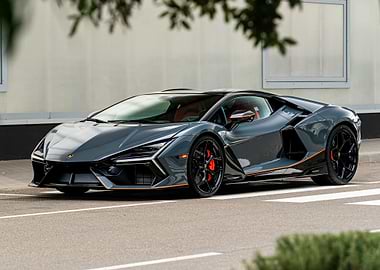 Gray Lamborghini Revuelto on the street