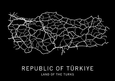 Republic of Türkiye Road Map - White Lines