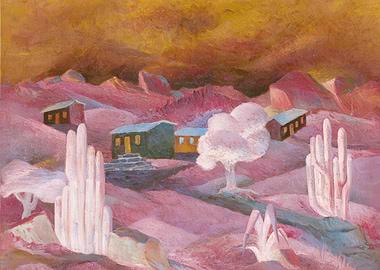 Surreal Desert Landscape Painting, tarsila do amaral artwork