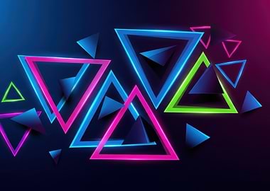Neon Triangles Abstract Background
