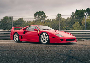 Red Ferrari F40 on Racetrack