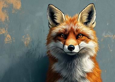 Fox Portrait on Textured Background