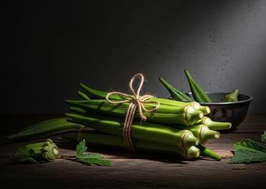 Fresh Okra Still Life