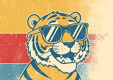 Cool Tiger Retro Illustration