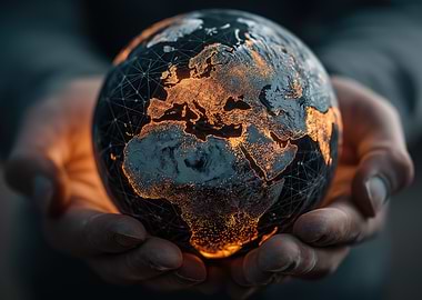 Glowing Earth in Hands