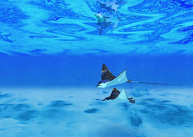 Spotted Eagle Rays Underwater
