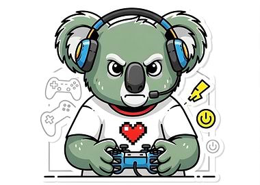 Koala Gamer Cartoon