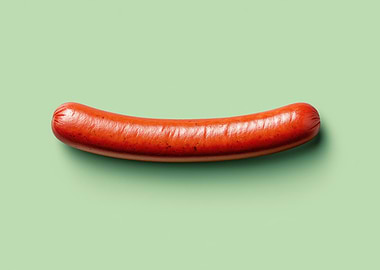 Sausage on Light Green Background