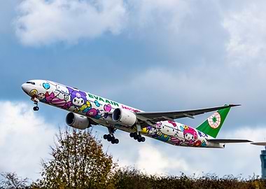 EVA Air Hello Kitty Jet Taking Off