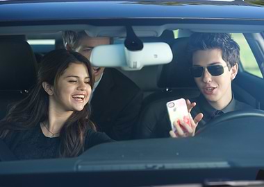 Selena Gomez and friends in car