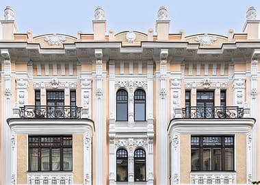 Art Nouveau Building Facade. Alberta street 2, Riga, Latvia.