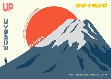 Go High, Up to Mountain Minimalist Climb Poster