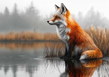 Fox by the water