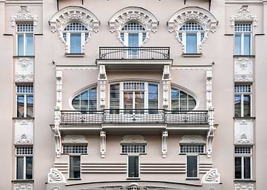 Art Nouveau Building Facade. Alberta street 4, Riga, Latvia.