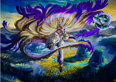 Dragon Deity in Fantasy Landscape