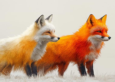 Two foxes in a field