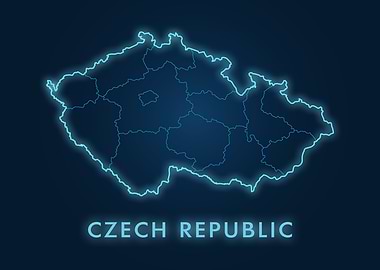 Czech Republic Neon Map