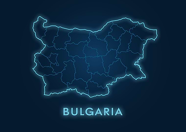 Bulgaria Map Neon