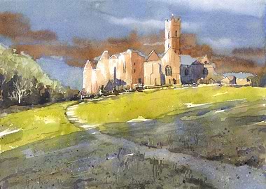 Quinn Abbey- Ireland watercolor
