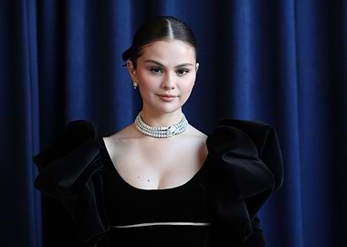 Selena Gomez Portrait in Black Dress