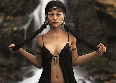 Native American Woman with Braids