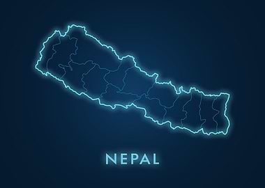 Neon Map of Nepal