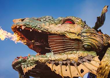 Mechanical Dragon Head with Fire